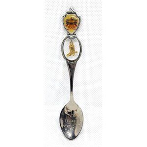 San Antonio Collectible Souvenir Spoon With Texas Map & Gold Boot Charm